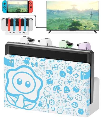 Switch TV-Dock kompatibel mit Nintendo Switch/OLED Jopads Ladegerät, Switch-Dockingstation unterstützt 4K/1080P HDMI, Switch-Ladestation mit 7 LED-Farben/Typ-C/USB-Anschlüssen für offiziellen Ständer