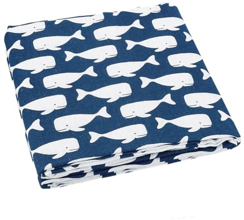 PH PandaHall 3mx1.5m Fisch Wal Stoff Ozean Polsterstoff Futterstoffe Handgefertigter Stoff Dekorativer Polyesterstoff Zum Nähen Schneidern Möbeldekor Blau
