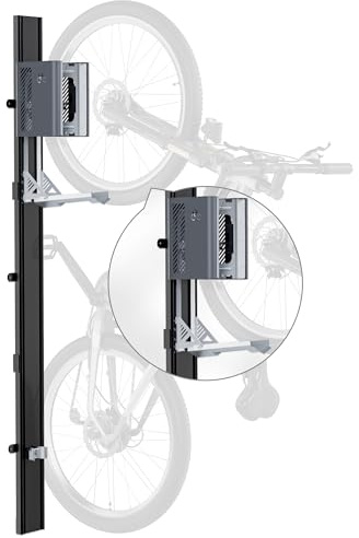 monTEK Automatic Bike Lift, Heavy-Duty Bike Wall Mount for E-Bikes, MTB & Road Bikes Up to 32kg, Space-Saving Vertical Bike Hoist Rack, Effortless Bicycle Storage for Garage Shed, Grey