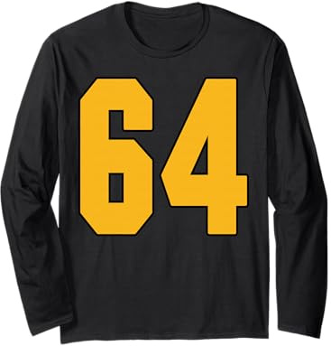 Gold Nummer 64 Trikot Big #64 Uniform Lieblingsspieler Langarmshirt