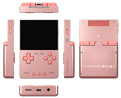 Open-Source Handheld Console Metal Retro Game Console with 3.2-Inch IPS Screen, Long Battery Life & Custom RGB Lights for Adults,No Card(Pink)