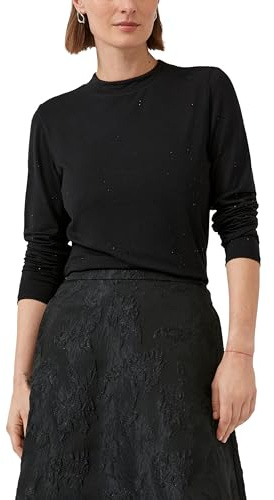 s.Oliver Langarm-Shirt aus Viskose-Jersey mit Schmucksteinen