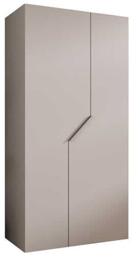 MEBLE KRYSPOL - Kleiderschrank - Garderobenschrank - 100 cm x 202 x 52 cm - Schrank mit Kleiderstange, 2 Türen - für Schlafzimmer, Flur - Andrew, Kaschmir, Griff Kaschmir