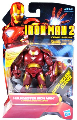 Iron Man 2 Movie Series 4 Inch Tall Action Figure Set #27 - HULKBUSTER IRON MAN with Figure Display Stand Plus 3 Armor Cards by Hasbro