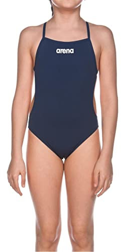 arena Solid Lightech Junior Costume Intero Bambina, Costume da Bagno Sportivo, Tessuto MaxLife con Massima Resistenza al Cloro e Protezione UV UPF 50+