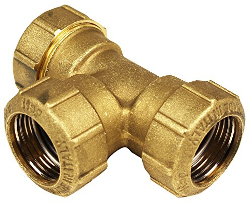 Messing Schraubfitting für PE-Rohr T-Stück 32mm, schwere Ausführung mit DVGW Prüfzeichen