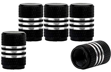 SENZEAL 5 x Aluminiumlegierung Silber um Ventilkappen Schwarz