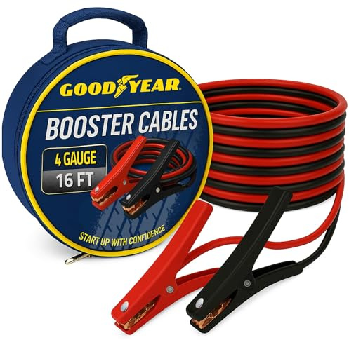 GOODYEAR Heavy Duty Jumper Cables for Car Battery - 4 Gauge 16 ft Booster Cables with Carrying Case for Cars, Trucks, SUVs, Emergency Roadside Kit Car Accessories
