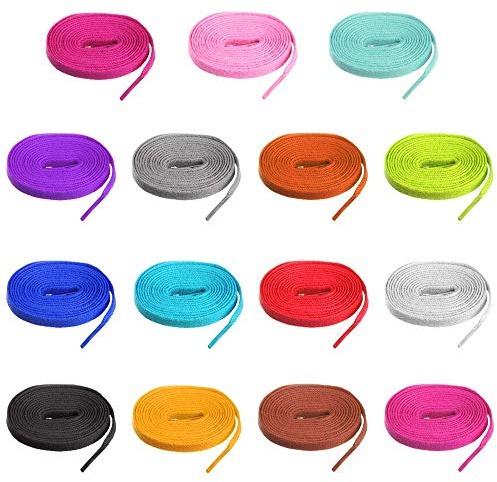 Siganorpy 15 Pairs 45inch Flat Coloured Athletic Shoe Laces Sneakers Skate Shoes Boots Sport Shoes