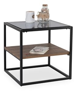 M2 Kollektion Detroit Beistelltisch/Kaffeetisch, Holz, braun, schwarz, B/H/T= 50x50x50cm