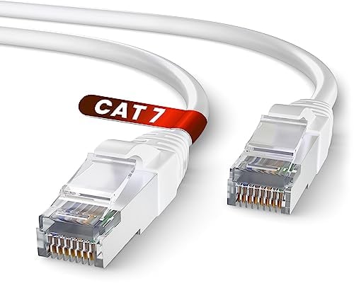 Mr. Tronic Cable Ethernet Cat 7 De 20m, Cable de Red LAN Con Conectores RJ45 Para una Conexión a Internet Rápida & Fiable - Cat7 con Conexión | Internet SFTP (20 Metros, Blanco)