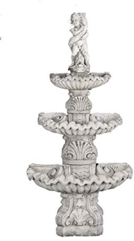Fontaine murale en béton pierre modèle classique Ebro 92 x 70 x 190 cm. - Fontaine de jardin décorative romaine style jardin anglais. Pompe à eau incluse - Fabriquée en Espagne.