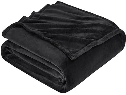 EHEYCIGA Kuscheldecke flauschig, weiche warme Fleecedecke 220x240 als Decke Sofa, Wohndecke oder Couchdecke überwurf, Schwarz