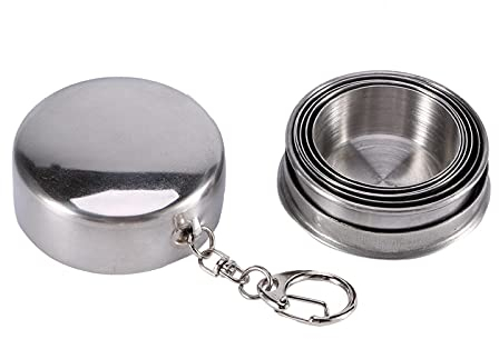 BORDSTRACT Bicchiere pieghevole in acciaio inox, tazza da viaggio portatile e riutilizzabile, ideale per campeggio, escursioni e picnic, 3 dimensioni disponibili(S)