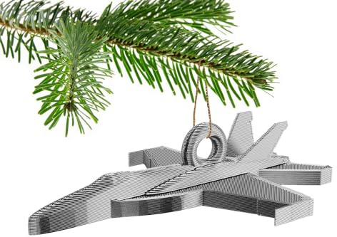 Super Hornet Fighter Jet Weihnachtsbaumkugel Dekoration Ornament für Weihnachten Xmas Noel (Silber)