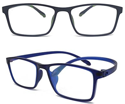 Mcoorn Breite Lesebrille mit Blaulichtfilter, TR90 Flexibel & Leicht | Große Lesehilfe, Unkaputtbar, Biegsam für Großen Kopf, Gesamtbreite: 140 mm (2er-Pack)