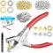 Ösenzangen-Set, 6 mm (Innendurchmesser) mit 800 Metallösen mit Unterlegscheiben in Gold und Silber, Ösen-Handpress-Set für Leder, Gürtel, Schuhe, Handwerk, 803-teilig