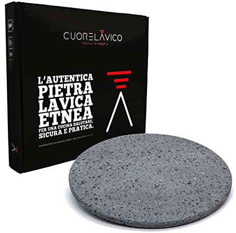 CUORE LAVICO - Plaque réfractaire en pierre de lave ETNEA ronde pour pizza diamètre 33 cm - SP. 1 cm compatible avec four illille - Fabriqué en Italie