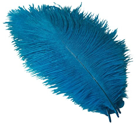 JAWSEU 100 Stück Natürliche Straußenfedern Handwerk 6-8 inch (15-20cm), Strauß Feder Plume für Hochzeit Party Fest Tisch Herzstück Dekoratio, Blau