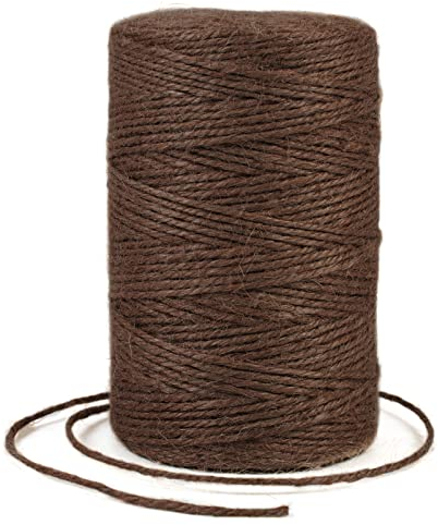 Uiopa Juteschnur 2mm x 200m, Jutegarn Juteseil Hanfseil Gartenschnur Paketschnur Naturfaser, 3-Lagig Jute Schnur für Garten, DIY Basteln, Geschenkverpackung, Weihnachtsdekoration (Kaffee)