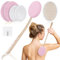URAQT Back Cream Applicator, 7 Pack Lotion Applicator for Back, 2 in 1 Body Brush Back Scrubber for Self Application and Shower, Long Wooden Handle Back Applicator with 4 Pads, Bath Brush, Hook