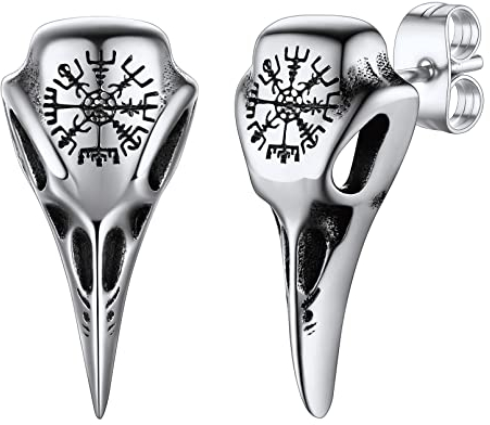 FaithHeart Wikinger Vegvisir Ohrstecker für Herren Jungen Punk Gotik Viking Kompass Ohrschmuck mit Geschenkebox für Wikingerfest Geburtstag Vatertag
