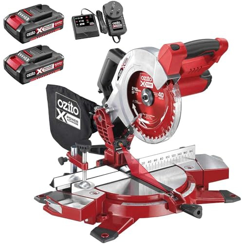 Ozito PXCMSS 18v Cordless Compound Mitre Saw 210mm 2 x 2ah Li-ion