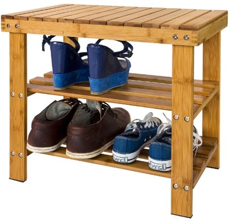 SoBuy FSR02-K-N Schuhregal Sitzbank Schuhbank aus hochwertigem Bambus mit 2 Jahren Garantie B50cm