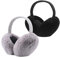 IHCEMIH 2 Pièces Cache-oreilles Femme Accessoires d'Hiver Peluche Moelleux Pliable Thermique pour l'Extérieur Ski Course Oreilles Protection Contre le Vent Froid Cadeau pour Filles Adultes Noir Gris