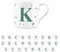 Purely Home Letter K Star Mug - Bone China White Coffee/Tea Present Gift - Alphabet Letter Mug with Stars in Teal Green Blue