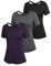ADOME Sportshirt Damen Funktionsshirt Damen Running Fitness Shirts Sportbekleidung Kurzarm Oberteile Rückenfreies Oberteil Shortsleeve Yoga Top 3er Pack Pat3 XL