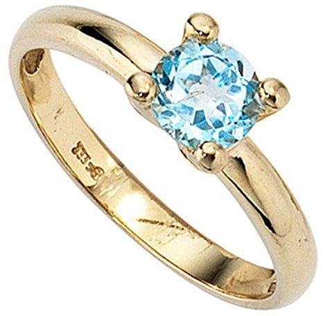 Damenring Ring Goldring Topas blau 333 Gold Gelbgold schlicht Damen, RinggröÃŸe:Innenumfang 50mm ~ Ã˜15.9mm