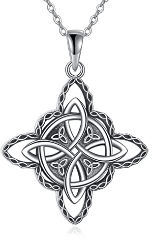VONALA Hexenknoten-Halskette aus Sterlingsilber keltische Vier-Ecken-Knoten-Halskette viel Glück irischer keltischer Knoten-Anhänger Halskette Triquetra Wicca-Magie-Schmuck