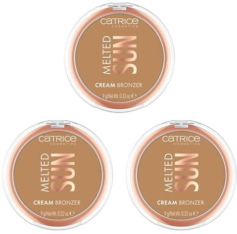 Catrice Melted Sun Cream Bronzer, Nr. 020, Braun, definierend, sofortiges Ergebnis, natürlich, matt, vegan, ölfrei, ohne Parfüm, ohne Alkohol, 3er Pack (3x9g)