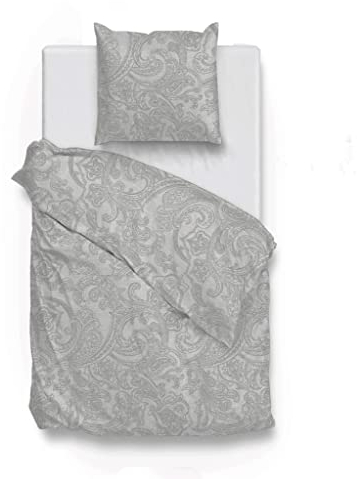 Zo!Home Cotton Bettwäsche 135x200 Paisley di Lino Dove Grey Silber grau meliert