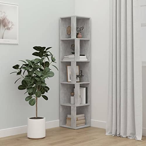 Libreria, Vetrina da Corridoio, Adatto a Cucine, Sale da Pranzo, Soggiorni, Ingressi, Camere da Letto o Uffici, Armadio Angolare Grigio Cemento 33x33x164,5 cm in Truciolato