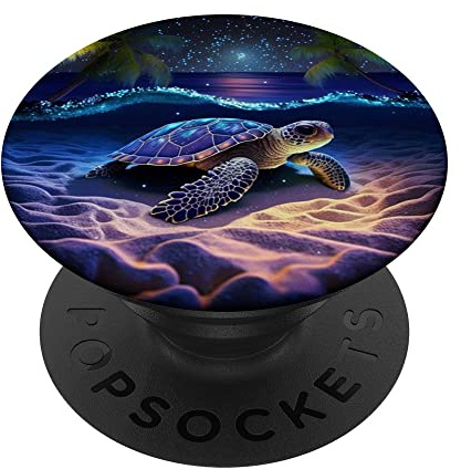 Meeresschildkröte Nacht am Strand unter Sternenhimmel, Meeresschildkröte PopSockets Klebender PopGrip