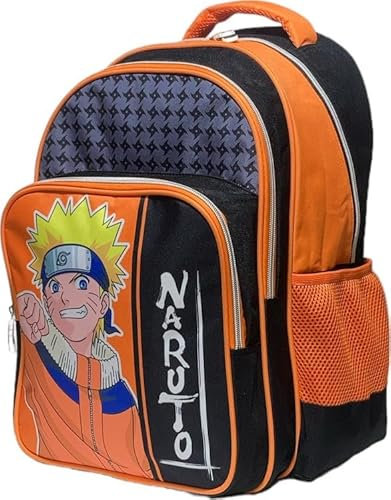 Rucksack 42 cm - hochwertig - 42 x 27 x 20 cm - 2 Hauptfach mit Reißverschluss außen und 1 Hauptfach mit Reißverschluss außen mit 2 Seitentaschen, Naruto Rucksack, 42 X 27 X 17