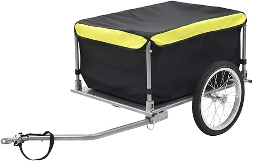 Fahrrad anhänger Fahrrad-Lastenanhänger, Faltbarer Fahrrad-Gepäcktransportwagen Mit Deichsel, Wasserdichter Abdeckung Und Kugelkupplung, Schwarz Und Gelb, Tragfähigkeit 65 Kg