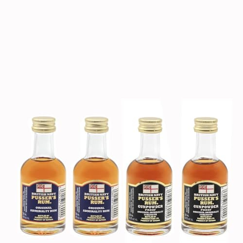 Pussers Rum 4 x 5cl Minis - 2 x 5cl Blue Original & 2 x 5cl Gunpowder Proof