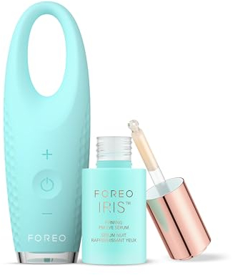 FOREO Eye Candy IRIS 2 Set - Lymphdrainage-Augenmassagegerät + FOREO IRIS Straffendes Augenserum, 15 ml - Retinol & Pilzextrakt - Entfernt Augenringe & Tränensäcke - Anti Schwellungen der Augenpartie