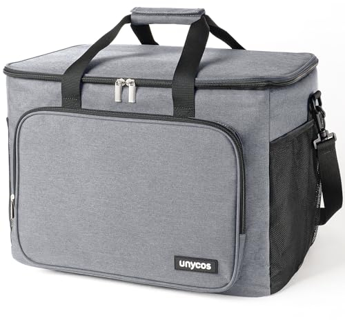 unycos - Bolsa Térmica Porta Alimentos【20L】 Nevera Portátil, Lunch Box Impermeable, Hermética e Isotérmica, Porta Fiambrera de Gran Capacidad para Almuerzo, Oficina, Viaje, Pícnic o Colegio (Gris)