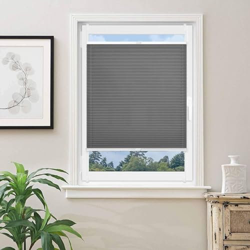Portable Blackout Blind 40 x 40 cm Easy Fit Self Adhesive Stick On Clip on Blinds Stick on Blinds Includes All Assembly Parts For Windows Doors Shades, Dark Grey