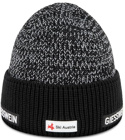 GIESSWEIN Ski Austria Cap Lauberhorn - Merino Mütze Herren & Damen, Fleece gefütterte Wintermütze Damen, ÖSV Haube Herren, Mütze Damen mit Umschlag, warme Strickmütze gefüttert, Beanie aus Merinowolle