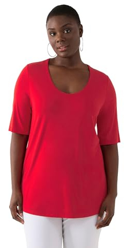 Ulla Popken Damen große Größen Übergrößen Plus Size Shirt 1/2 Arm Doublelayer Salsa 58+ 820860530-58+
