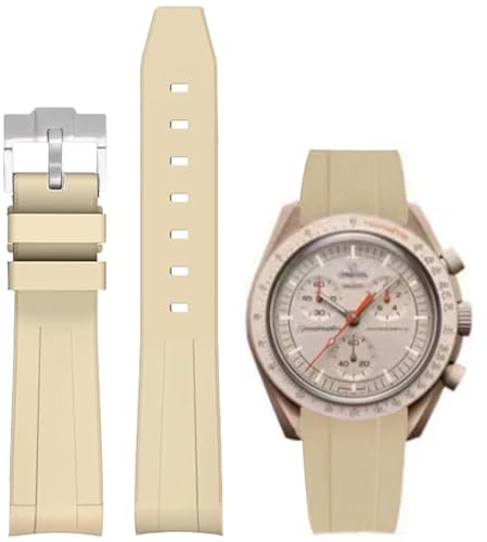 Danxancy Armband für Omega x Swatch MoonSwatch/Rolex Uhr,Gebogenes Weiches Silikon Gummi Armband Omega x Swatch MoonSwatch Speedmaster Ersatzband Uhrenarmbänder Kautschuk 20mm