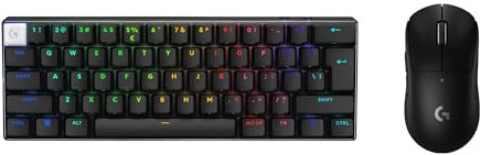 Logitech G PRO X 60 LIGHTSPEED, tastiera gaming wireless, tastiera meccanica 60% ultra compatta TKL per PC (QWERTY US) + PRO X SUPERLIGHT 2 LIGHTSPEED Mouse da Gioco Wireless - Nero