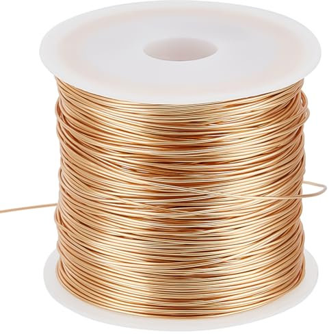 Beebeecraft 1 Rolle 50 m Kupferdraht Zum Basteln 18 Karat Vergoldetes Messing Runder Dünner Draht Schmuckdraht Zur Schmuckherstellung (22 Gauge)