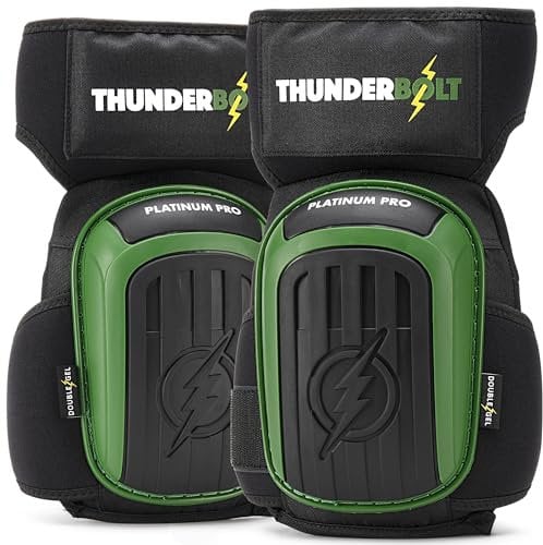 Thunderbolt Ginocchiera professionale con comodo cuscino in gel, ginocchiere, per lavoro, artigianato, pavimenti, ginocchiere da giardino con forti cinghie antiscivolo