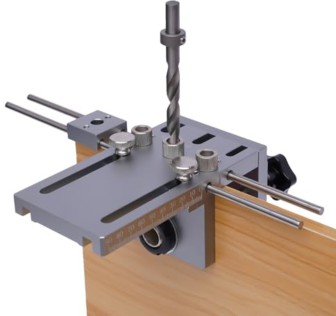 TESUGN Pocket Hole Jig, 3-in-1 Dübel-Jig-Kit für die Holzbearbeitung Exakte Dübellöcher, Multifunktion Bohrer-Locator, 6/8/10mm Bohrschablone Taschenloch Bohrhilfe für die Holzbearbeitung